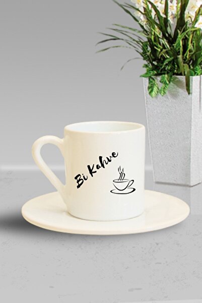 Hediyexpres Cup Illustrated Bi Coffee Design Printed Turkish Coffee Cup