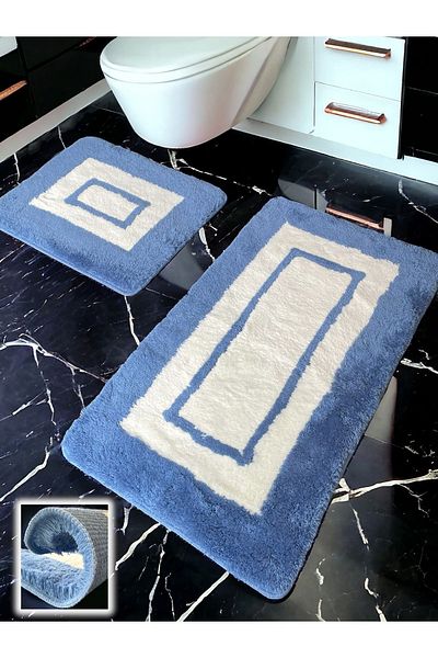 Chandler Home Χαλάκι μπάνιου Turka Blue 2 τεμαχίων (60x100 50x60 cm)