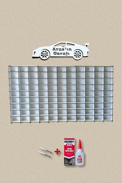 ERSOY HOME 99 Araçlık Ahşap Dekoratif Duvar Araba Rafı Düz