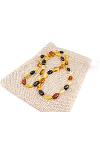 Arden Global Yetişkin Baltık Damla Kehribar Kolye Olive Taş Dizayn 45-46 cm, Hediyelik Kolye