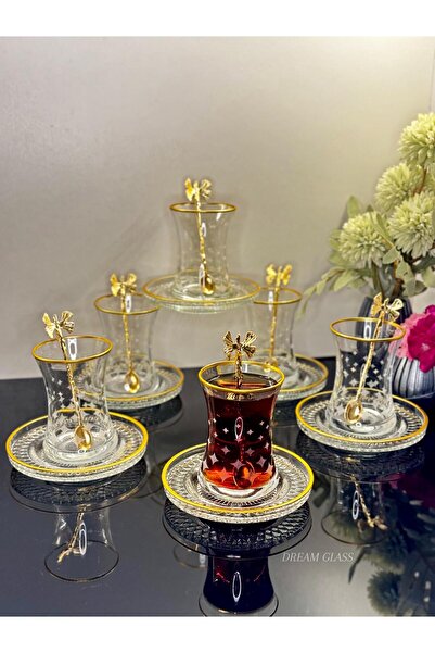 Dream glass 12 PARÇA 6 KİŞİLİK YALDIZLI ÇAY TAKIMI