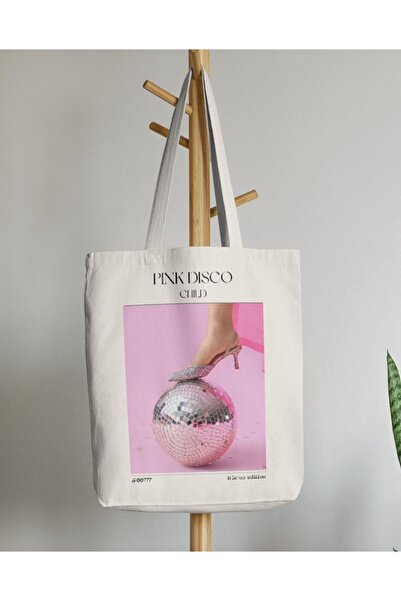 redame حقيبة قماش على شكل كرة نادي ديسكو باللون الوردي الوردي - حقيبة حمل