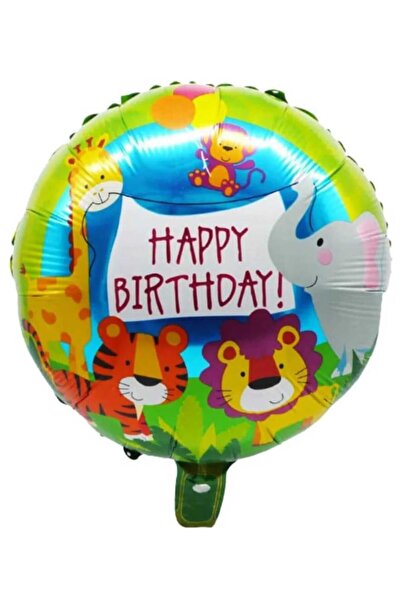Genel Markalar Safari Hayvan Figürlü Folyo Balon Yeşil 18 İnc 45 Cm (Doğum Gü...