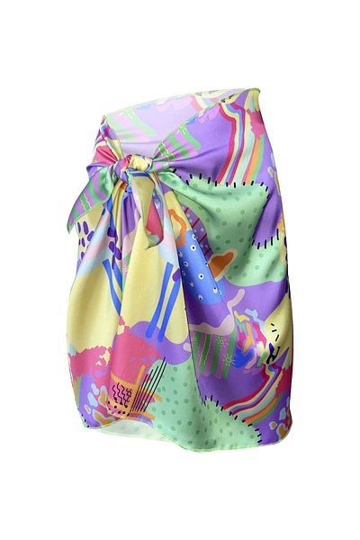 Bolder Sakura Lilac Geometric Satin Sheer Pareo (147*55)