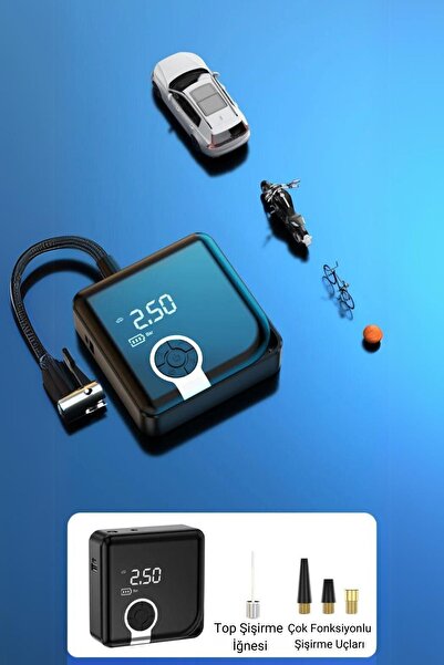 L'eDoren Mini Şarjlı Araba Hava Kompresörü Oto 150PSI Dijital Led Panel Taşın...