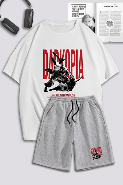 macklin Σετ μπλουζάκι και σορτς με στάμπα Medusa Unisex Oversize - Ανδρική και γυναικεία φόρμα