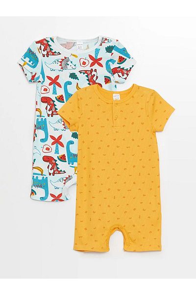 LC Waikiki LCW baby Crew Neck Short Sleeve Printed Baby Boy Jumpsuit 2-Piece