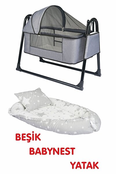 Özbay Btrend Babynest Yatak Ve Yastık+ Cep Hediyeli Sallanır Sepet Beşik Bebek Beşiği Hamak 2 li Set