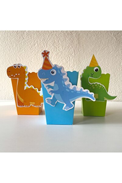 Partimugi Dinozor Jurassic Doğum Günü Popcorn Kutusu (6 ADET) Parti Malzemeleri