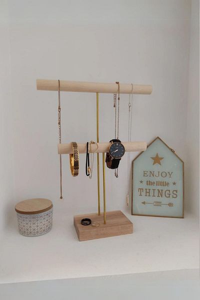 ostende Jewelry Organizer Necklace and Bracelet Hanger Wooden Jewelry Stand Watch Accessory Organizer Makeup