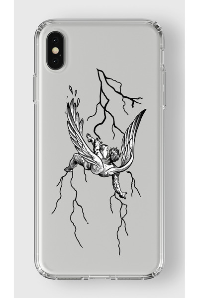 moonset Iphone XS Max Uyumlu Yıldırım Tasarımlı Baskılı Şeffaf Telefon Kılıfı