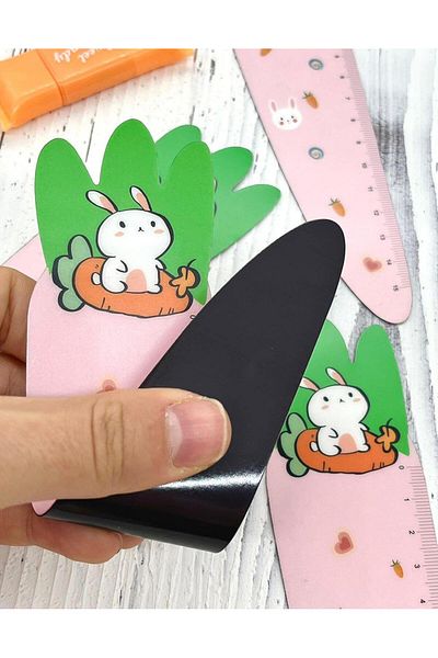 Kağıt Gemi Dükkan Pink Rabbit Ruler - Magnetic and Cute Model 3