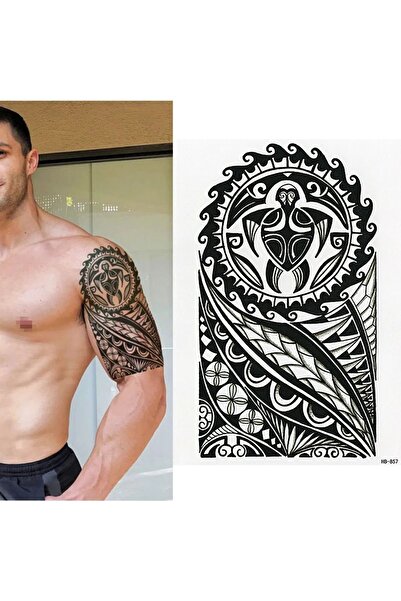 Tattoo Gerçekci Geçici Maori Desenli Dövme Etiket Kadın Erkek Kol Bacak