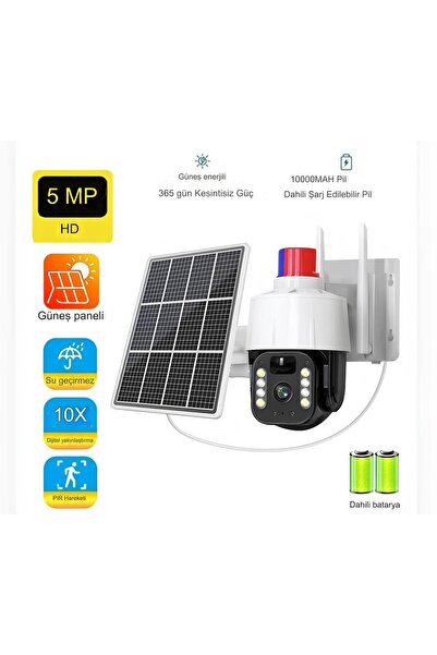 Yellowtech 5MP Güneş Enerjisiyle Çalışan 4G Sim Kartlı Çakarlı Su Geçirmez Kablosuz Akıllı Güvenlik Kamerası
