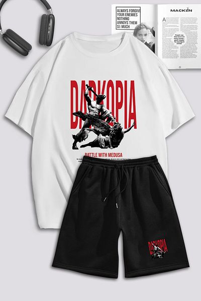 macklin Σετ μπλουζάκι και σορτς με στάμπα Medusa Unisex Oversize - Ανδρική και γυναικεία φόρμα