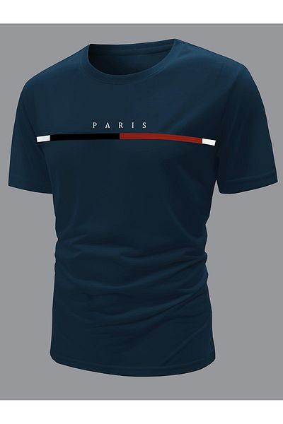 Let's Wear Ανδρικό μπλουζάκι με λαιμόκοψη με στάμπα Paris