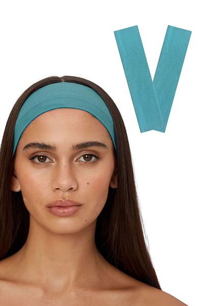 Salvia Dione Turquoise 2-Piece Sports Hair Band Set for Women and Men - for Yoga Makeup Face Wash