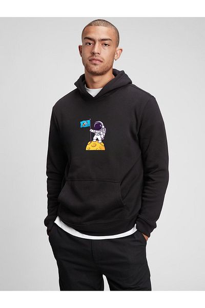Let's Wear Суичър с качулка с щампи унисекс