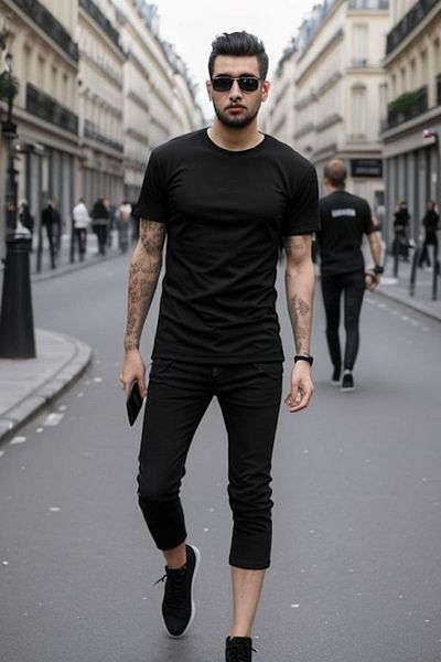 Let's Wear Premium Basic Tshirt με γιακά ποδηλάτου