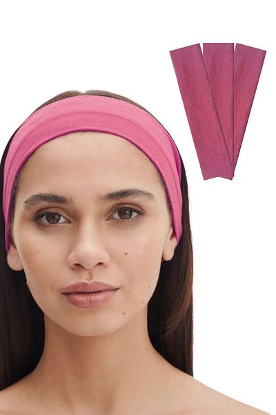 Salvia Dione Set de 3 bentițe sport pentru femei și bărbați - machiaj yoga, set de bandane roz Melange pentru spălarea feței