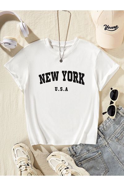 Let's Wear Tricou de bază pentru copii - Imprimat New York