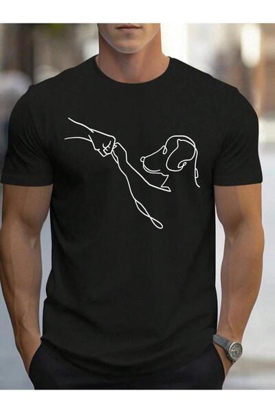 NoVibe Tricou unisex din bumbac cu mânecă scurtă cu imprimeu câine