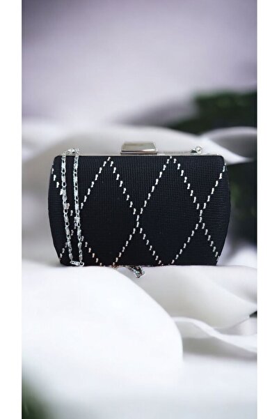 Telli Art Black Suede Wire Crushed Bag - Chained and Modern Stylish