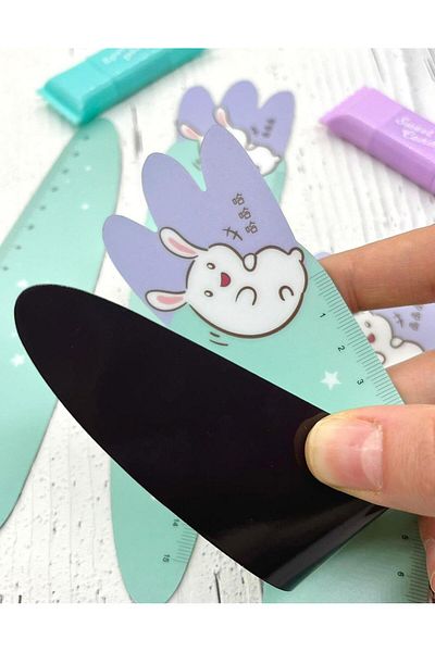 Kağıt Gemi Dükkan Cute Rabbit Turquoise Ruler with Magnet