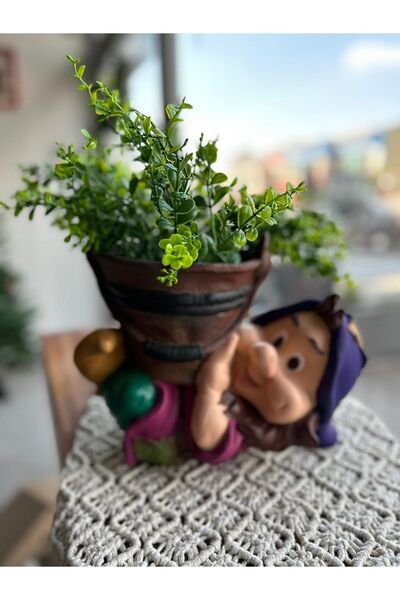 Baykuşca Tembel Cüce, Kovalı Cüce, Cüce Bahçe Dekoru, Cüce Saksı, Renkli Saksı