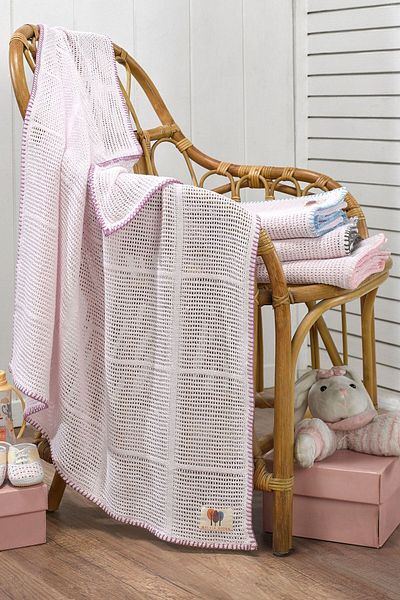 Salvia Dione 4 Season Multi-Purpose 100% Cotton Baby Blanket - Pink-Pink Blanket