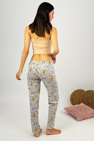 Betimoda Parte de jos de pijama din bumbac cu model Koala gri - țesătură respirabilă și elastică pentru talie