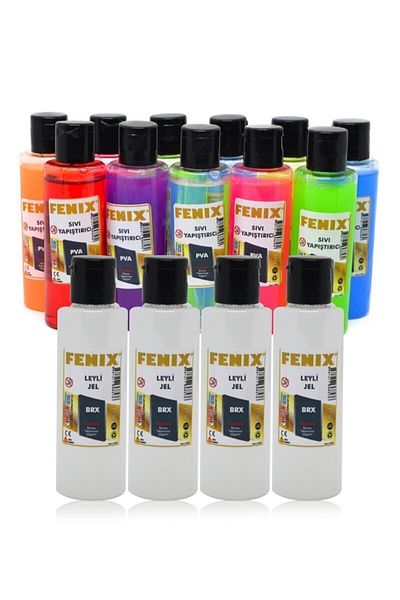 Fenix 16 Piece Slime Making Set - 12 Slime Slime Gels + 4 Liquid Borax.hsx