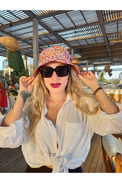 HYKA Kova Şapka, Retro Desen Bucket Şapka, Yazlık Güneş Plaj Şapkası, Kadınla...