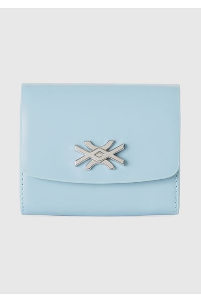 United Colors of Benetton Light Blue Logo Detailed Women's Handbag - Small Square