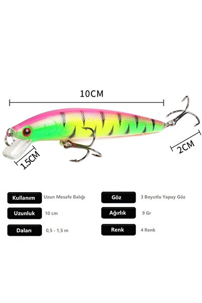 NELİEL 10cm 9gr Minnow, Sahte Yem, Lures,rapala,suni Yem,spin, Maket ,levrek, Lüfer, Çupra, Kefal, Turna
