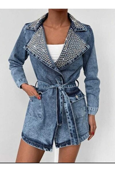 Kısmetin Butiği سترة جينز نسائية ذات شكل حجري مفصل وقطرات أساسية تُحدث فرقًا ...