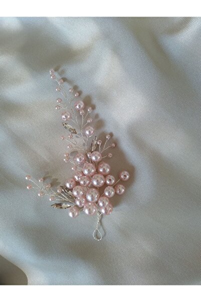 DOĞA ART STORE Ροζ νυφικό αξεσουάρ με πέρλες