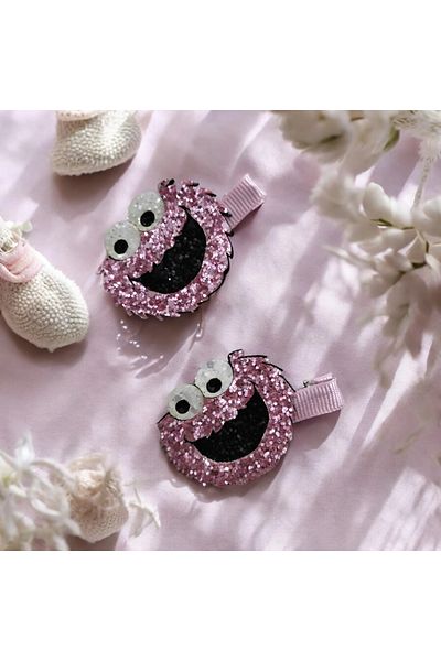 damlakidsmoda Pink Girl's Baby Cookie - Monster Buckle Clip
