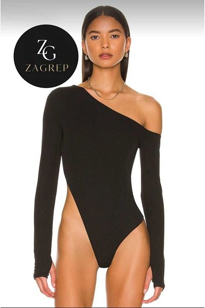 Zagrep Black Silk Jersey Body - with Finger Slips and Shoulder Detail, Does Not Show Inside