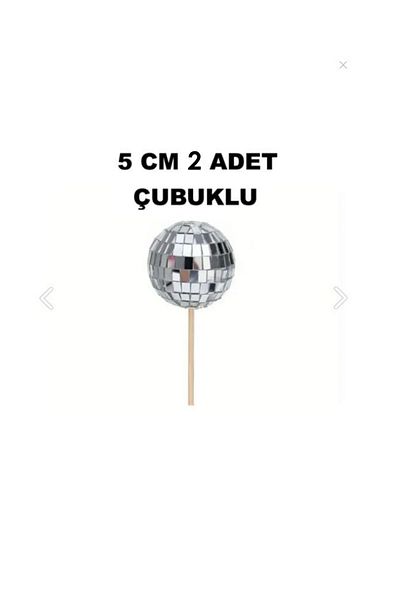 bizdenpastacılık Disco Ball Cake Decoration 5 cm 2 Pieces Mirror Garbage Skewers Installed