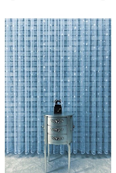 AleynaHome Blue Tulle Curtain - Starry Children's Room Sparse Pleat
