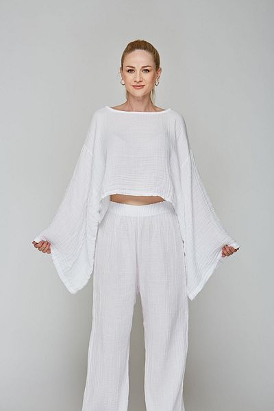 estewoman 100% Cotton Muslin Pocketless Fabric Trousers