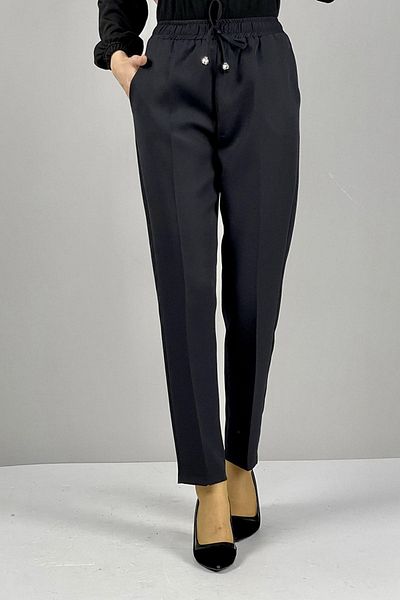TESETTÜRÜ ALA STORE Women's Elastic Waist Ankle Length Carrot Cut Trousers