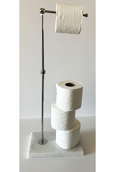 bemdesign Mermer Tuvalet Kağıdı Standı Gümüş (25x15 Cm H: 60cm)