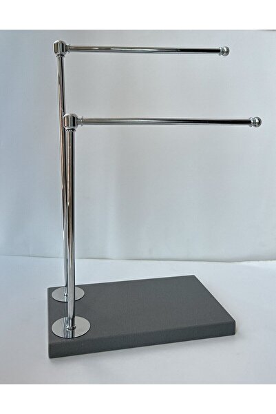 bemdesign Marble Decorative Towel Holder Bathroom Organizer Anthracite Marble - Silver