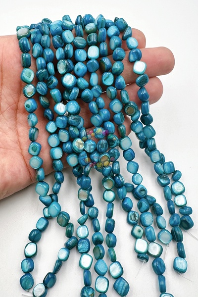 Ebruli Boncuk Doğal Basık Renkli Sedef Boncuk Takı Yapımı Aksesuar Bead (1 Dizi)