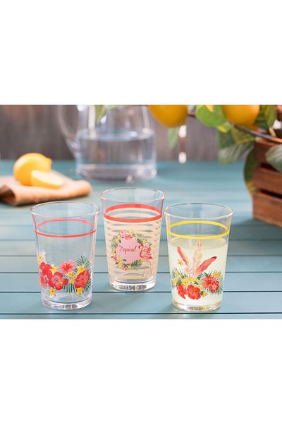 Madame Coco Set mit 3 STD-Flamingo-Wasserbechern, 290 ml – klassisch