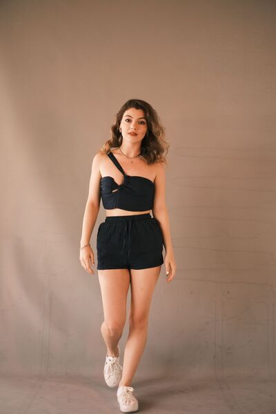 MUACO Kadın Şort Dökümlü Yumuşak Müslin Rahat Kadın Sapphire Blue Şort - XS/S