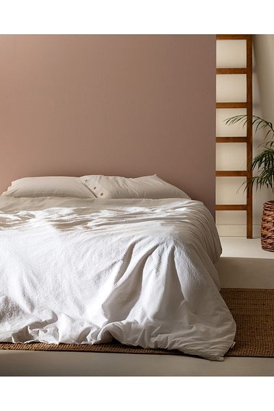 Madame Coco Linda King Size Washable Seersucker Duvet Cover Set - White