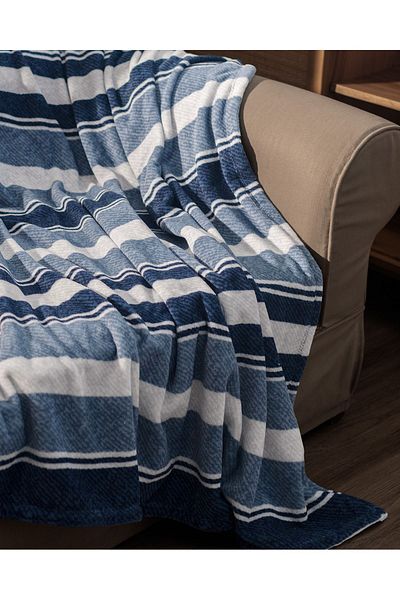 Madame Coco Arcachon Welsoft Printed TV Blanket - Navy Blue